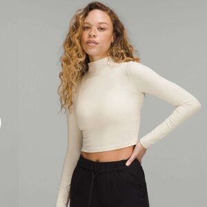 $78 NWT Lululemon All Aligned Mock Neck LS | White Opal